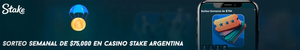 Sorteo Semanal de $75,000 en Casino Stake argentina