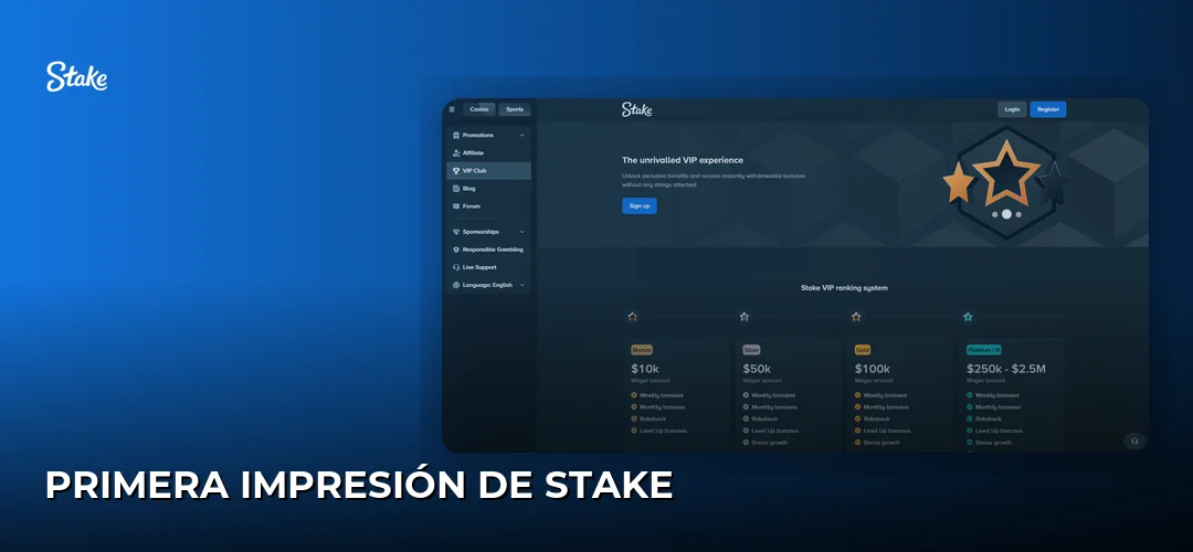 Primera impresión de Stake