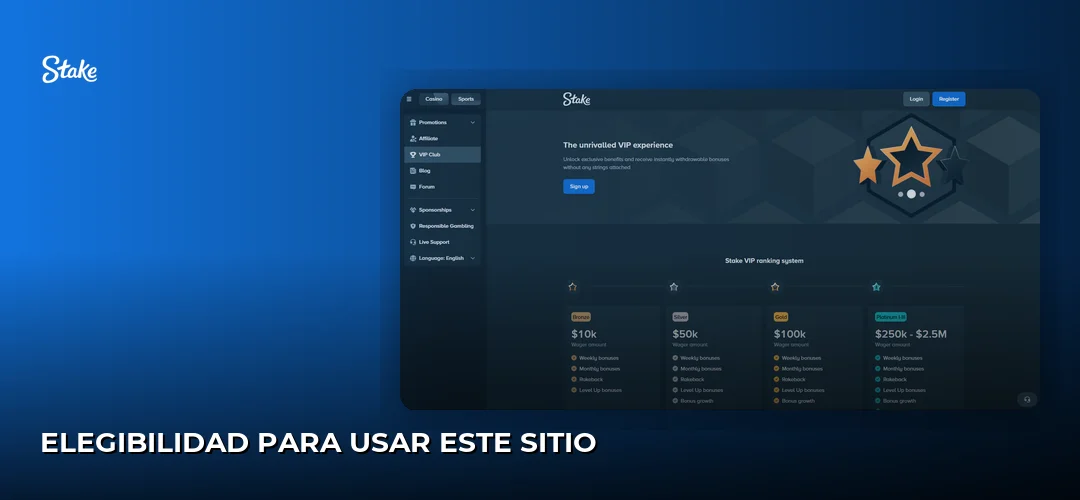 Elegibilidad para usar este sitio