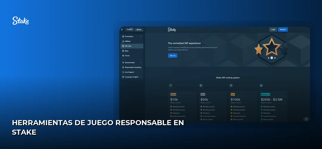 Herramientas de juego responsable en Stake