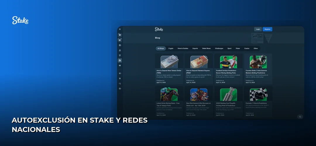 Autoexclusión en Stake y redes nacionales