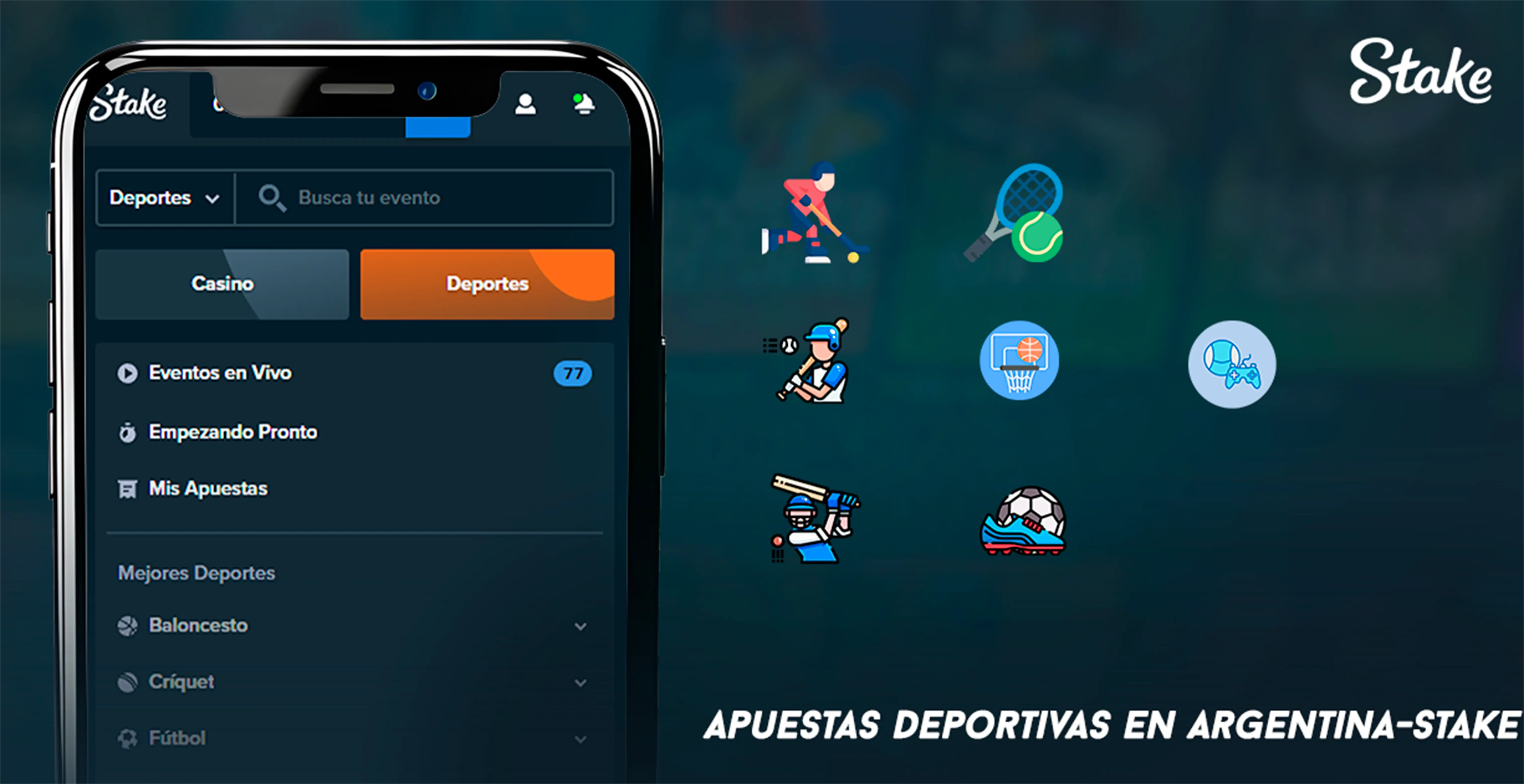 Apuestas deportivas en Argentina Stake