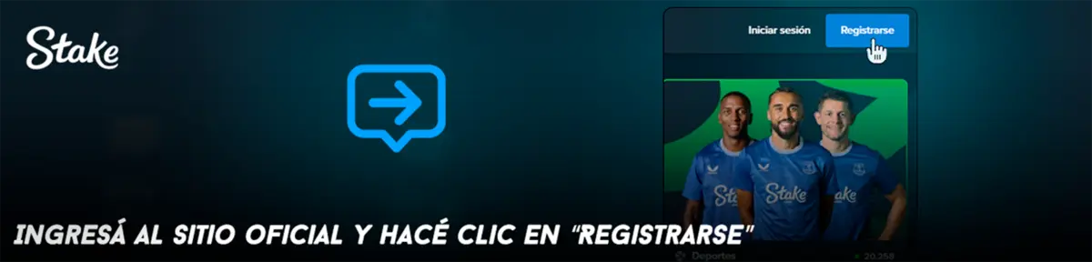Ingresar al sitio oficial de Stake y hacer clic en registrarse