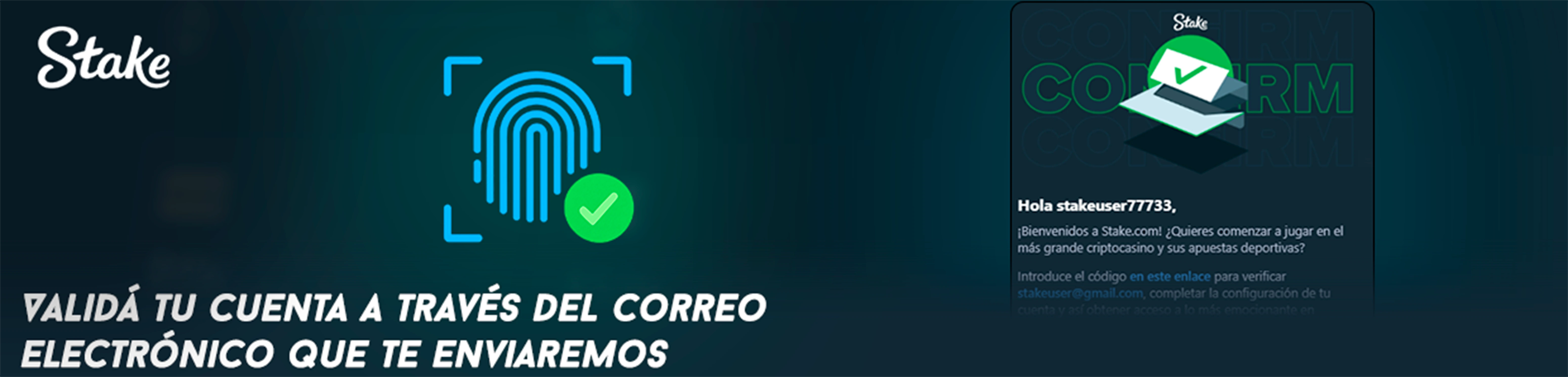 Validar cuenta de Stake a través del correo electrónico
